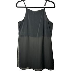 BCBGeneration Jet Black Sheer Side-Slit Lined Spaghetti Strap Crop Tank Cami SM